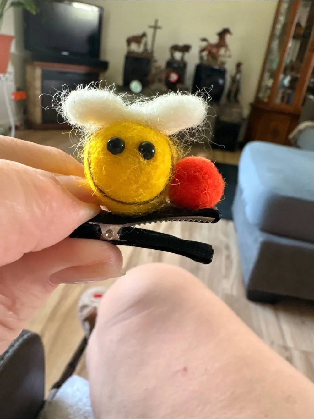 Cute Yellow Bee Pom Hair Clip for Kids